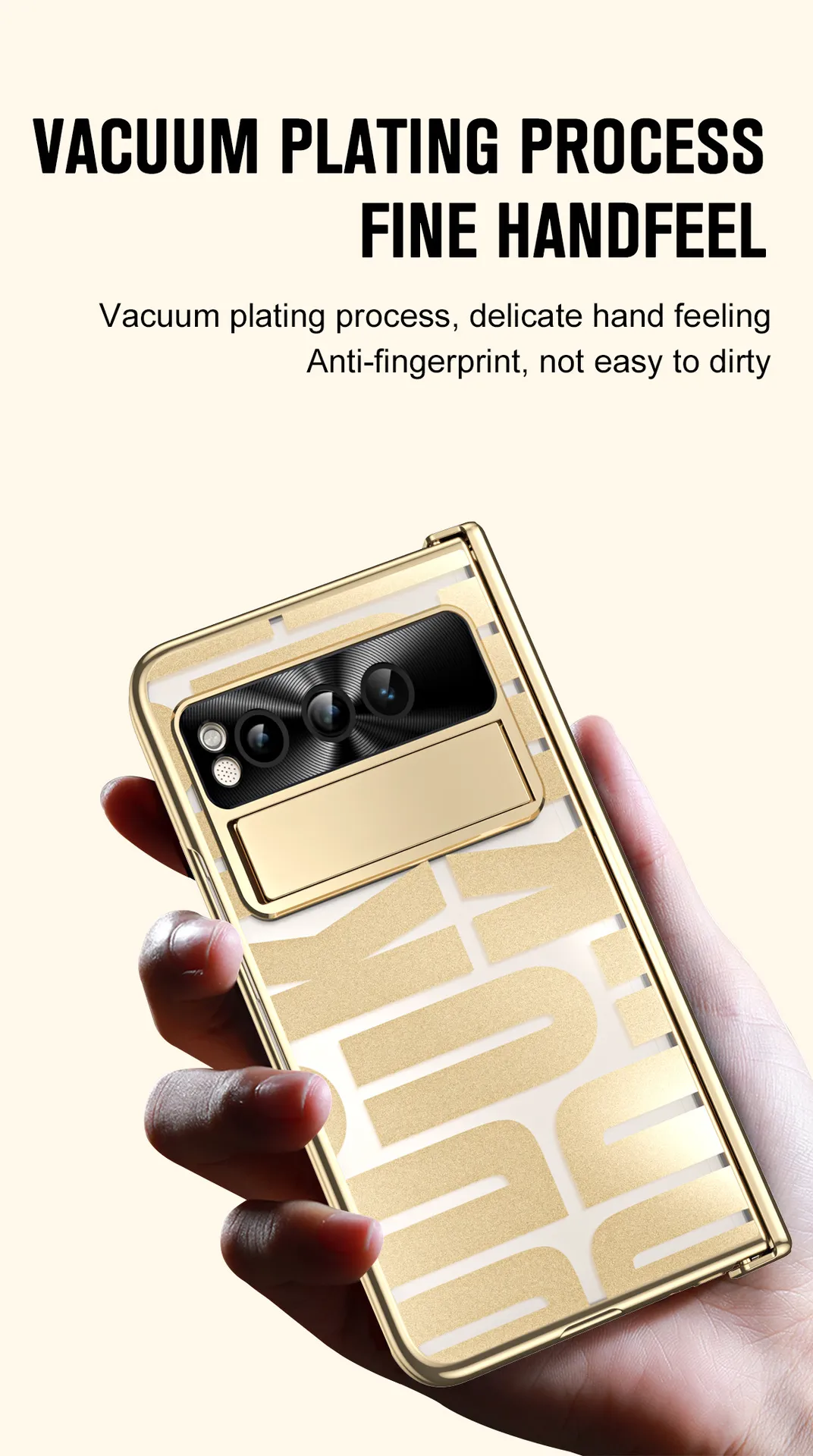 Google Pixel Fold phone case, trendy electroplated transparent full-coverage shockproof case.