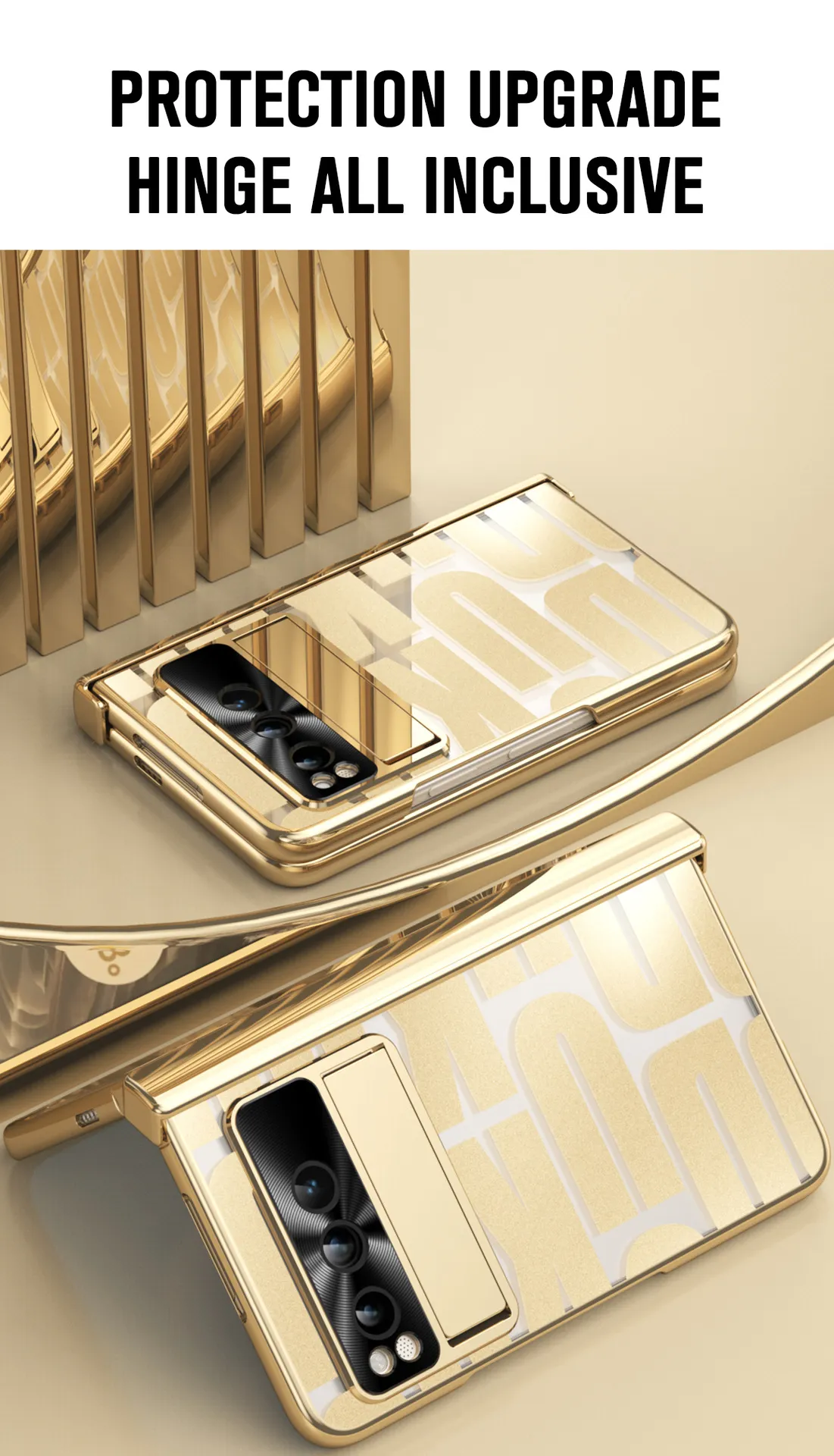 Google Pixel Fold phone case, trendy electroplated transparent full-coverage shockproof case.