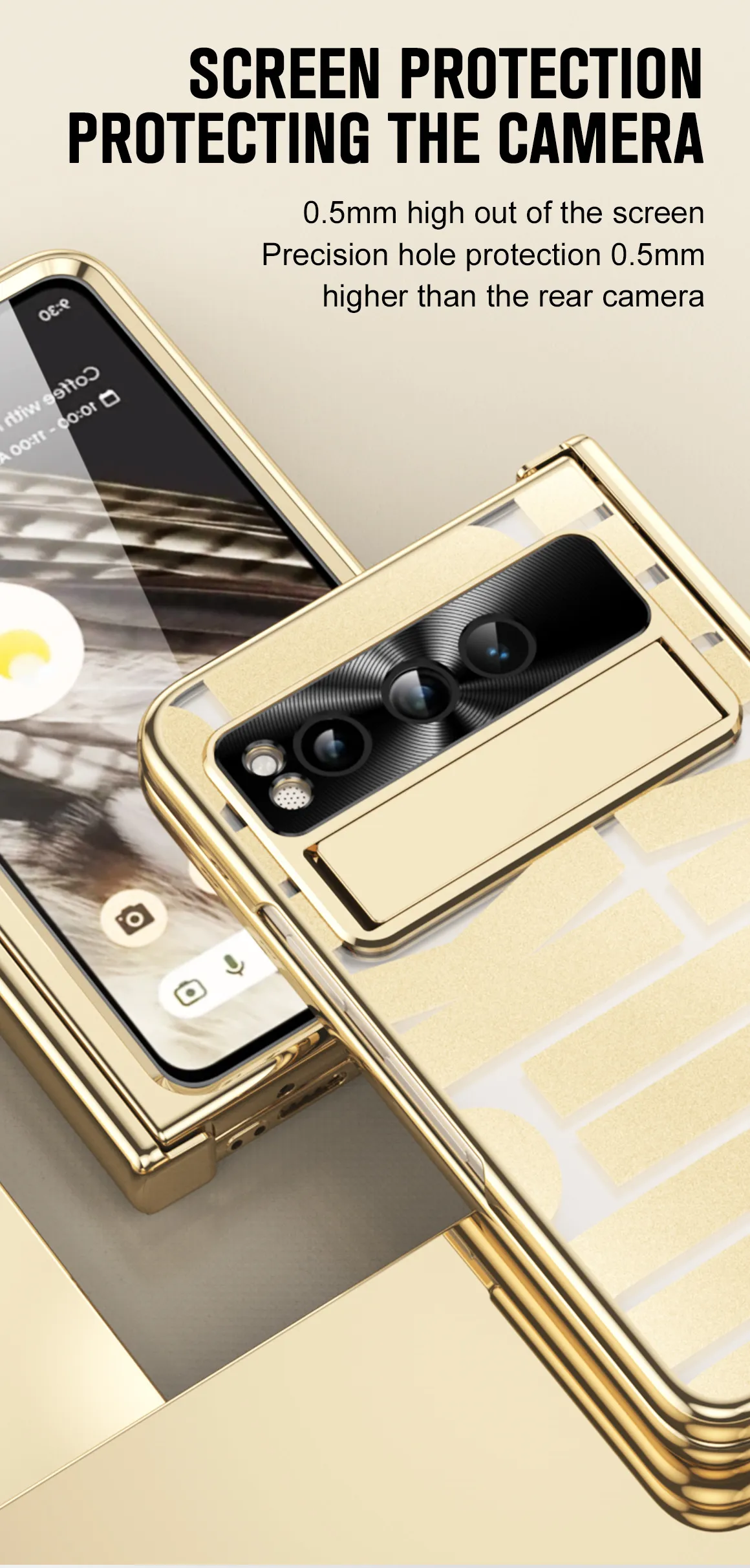 Google Pixel Fold phone case, trendy electroplated transparent full-coverage shockproof case.