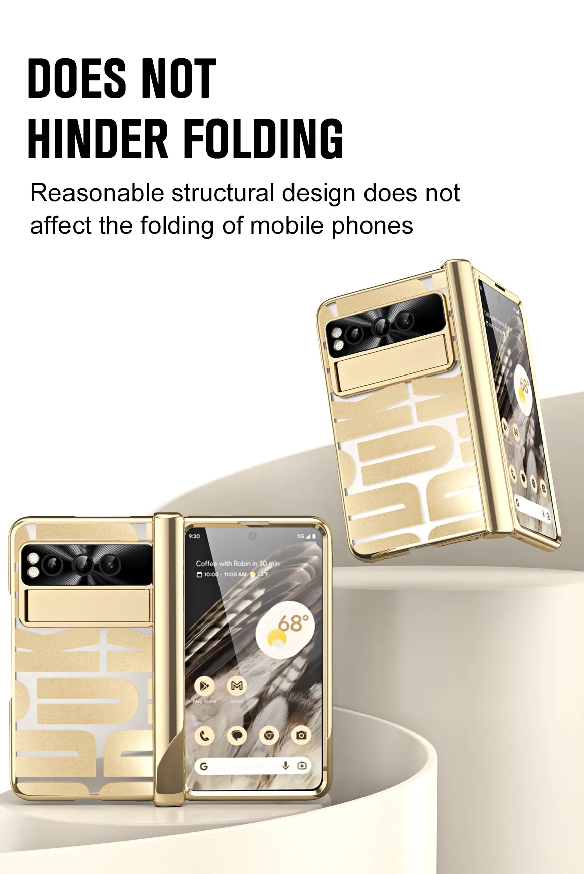 Google Pixel Fold phone case, trendy electroplated transparent full-coverage shockproof case.