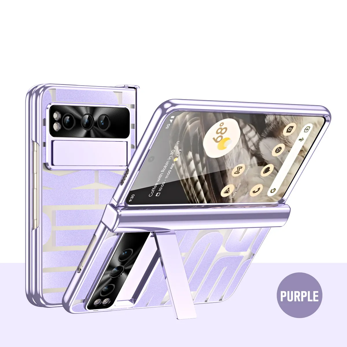 Google Pixel Fold phone case, trendy electroplated transparent full-coverage shockproof case.