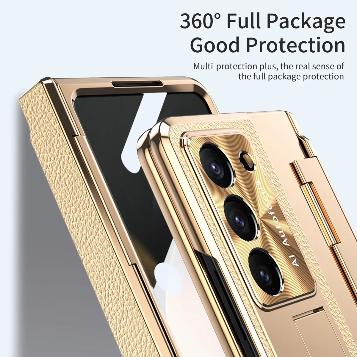 Samsung ZFold 6 phone case FOLD5, foldable flat hinge, vegan leather, pen slot, full coverage, drop-proof protective case.