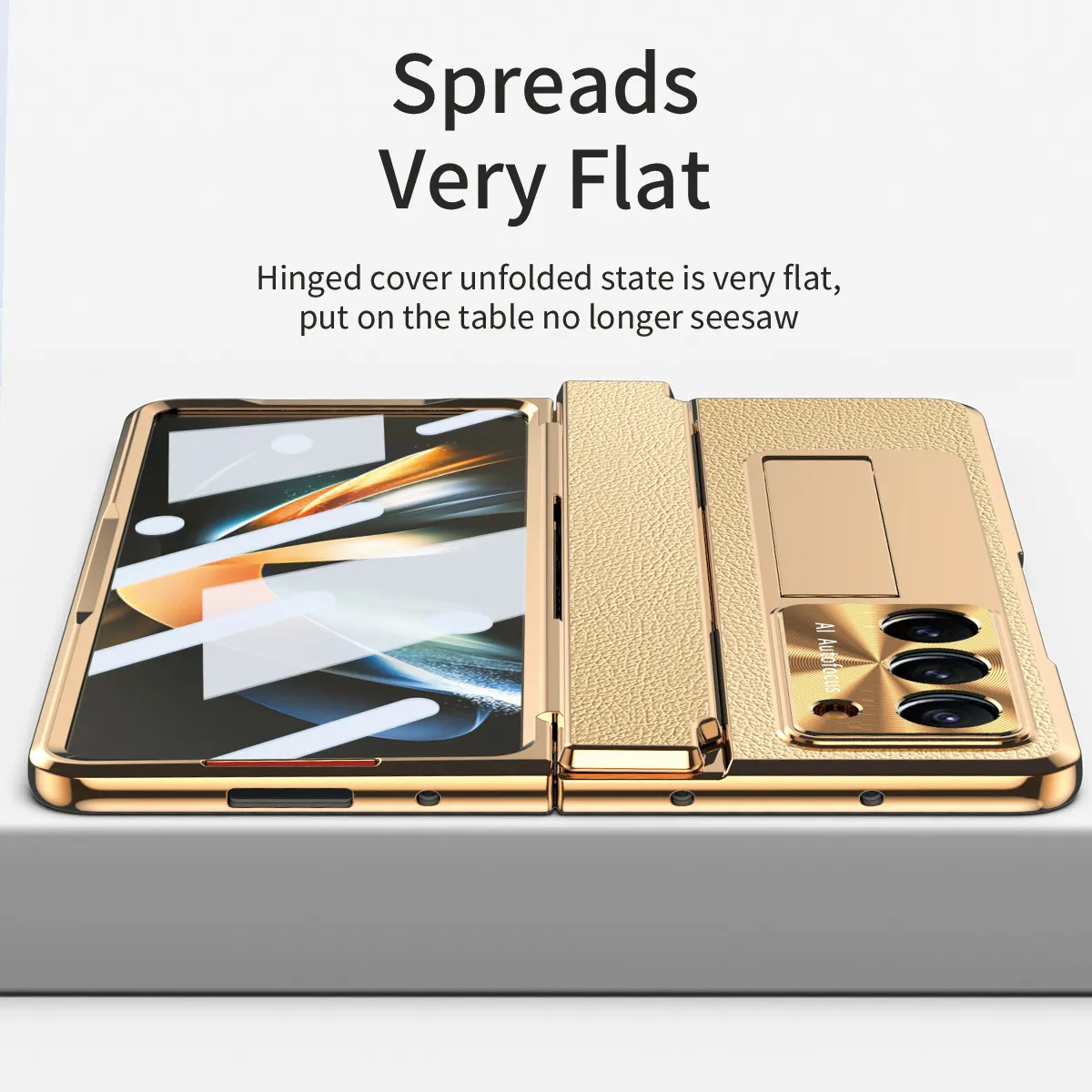 Samsung ZFold 6 phone case FOLD5, foldable flat hinge, vegan leather, pen slot, full coverage, drop-proof protective case.