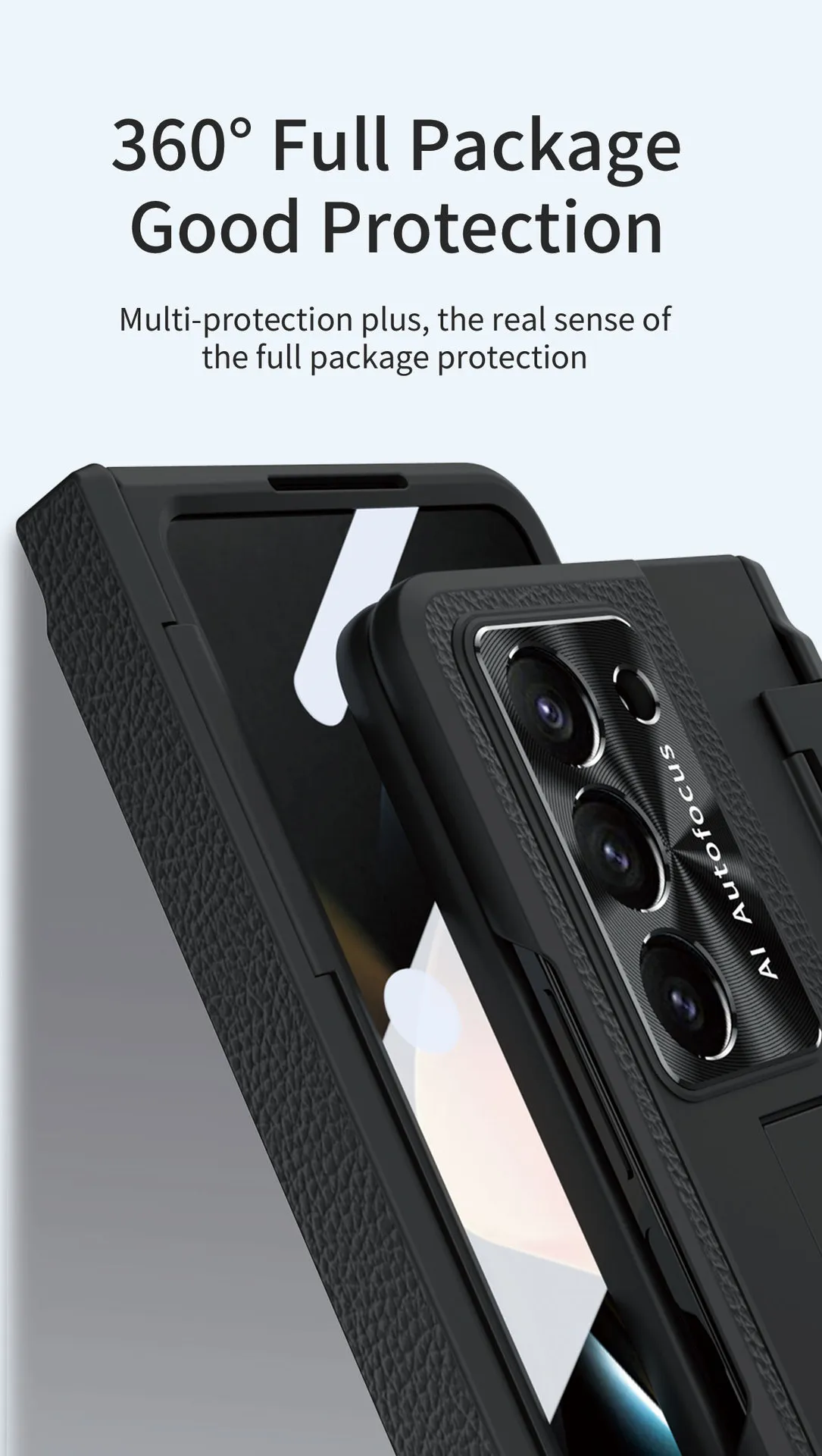Samsung ZFold 6 phone case FOLD5, foldable flat hinge, vegan leather, pen slot, full coverage, drop-proof protective case.