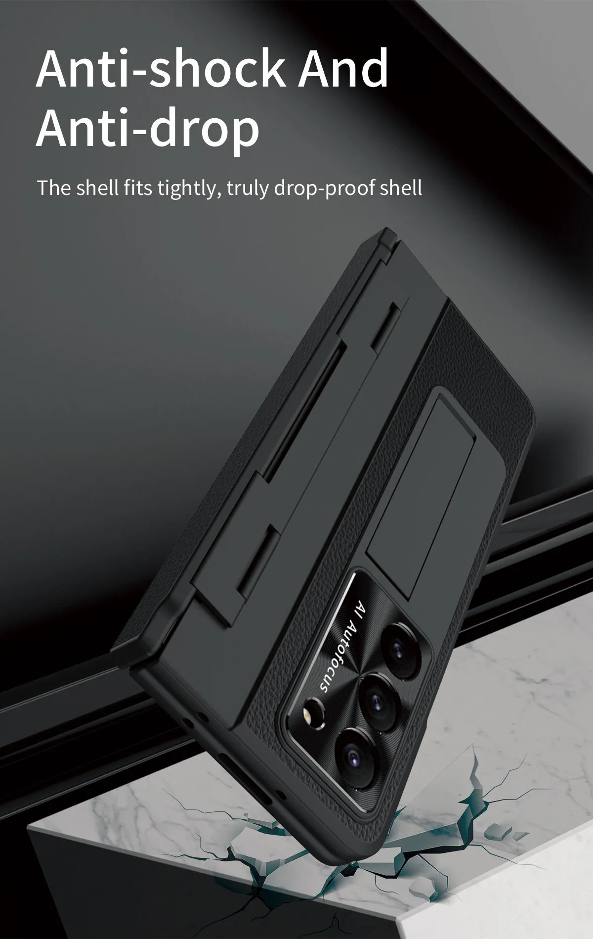 Samsung ZFold 6 phone case FOLD5, foldable flat hinge, vegan leather, pen slot, full coverage, drop-proof protective case.