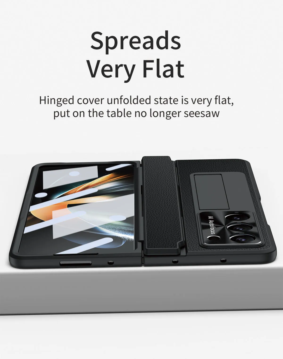Samsung ZFold 6 phone case FOLD5, foldable flat hinge, vegan leather, pen slot, full coverage, drop-proof protective case.
