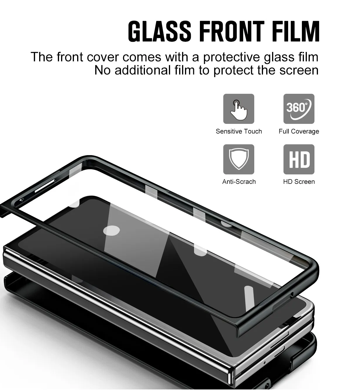 Compatible with Samsung Zfold7 phone case, FOLD5 foldable screen protective case, stand, solid color case, screen protector, and shockproof case.
