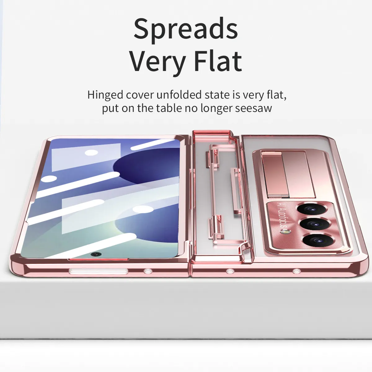 Compatible with Samsung Zfold 8 Ultra phone case, FOLD8 flat hinge folding pen slot electroplated transparent protective case