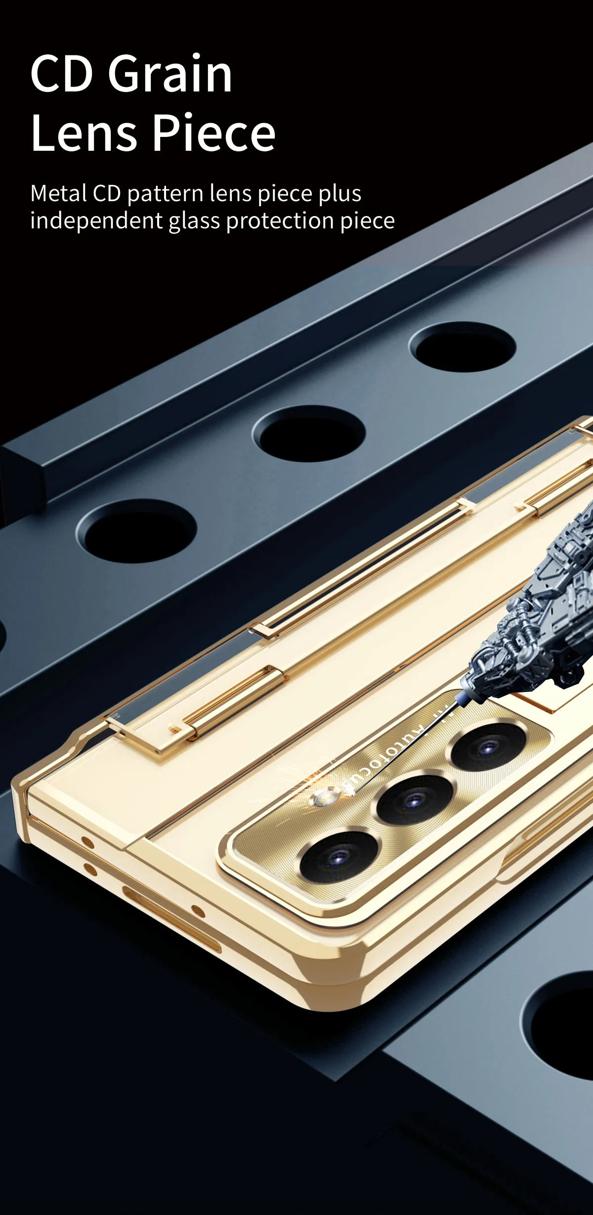 Compatible with Samsung Zfold 8 Ultra phone case, FOLD8 flat hinge folding pen slot electroplated transparent protective case