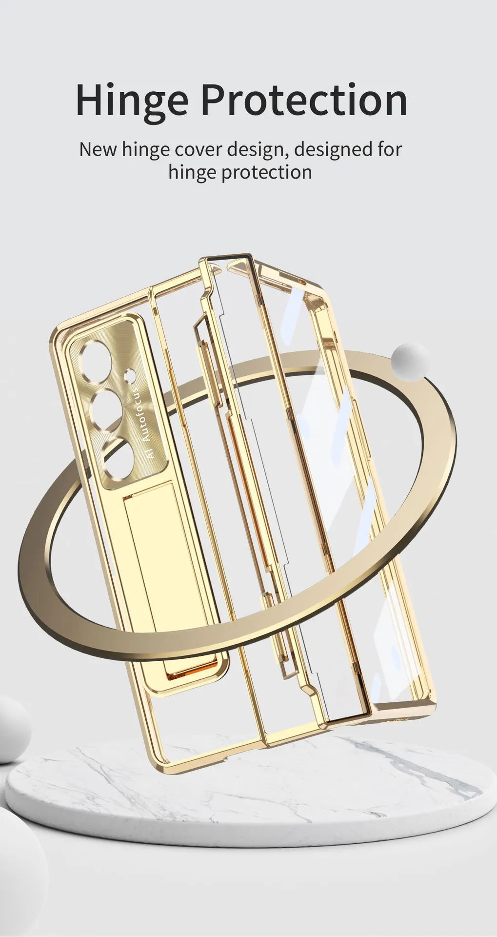 Compatible with Samsung Zfold 8 Ultra phone case, FOLD8 flat hinge folding pen slot electroplated transparent protective case
