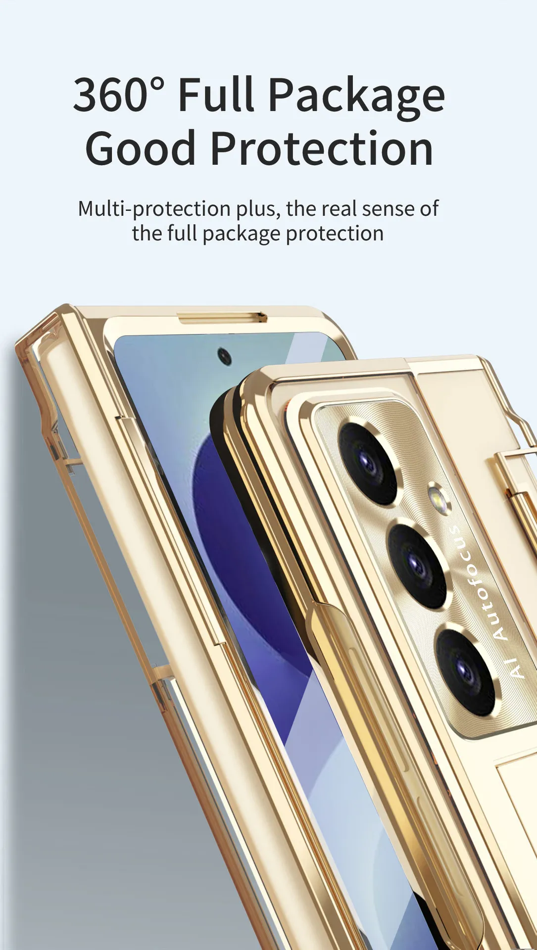 Compatible with Samsung Zfold 8 Ultra phone case, FOLD8 flat hinge folding pen slot electroplated transparent protective case