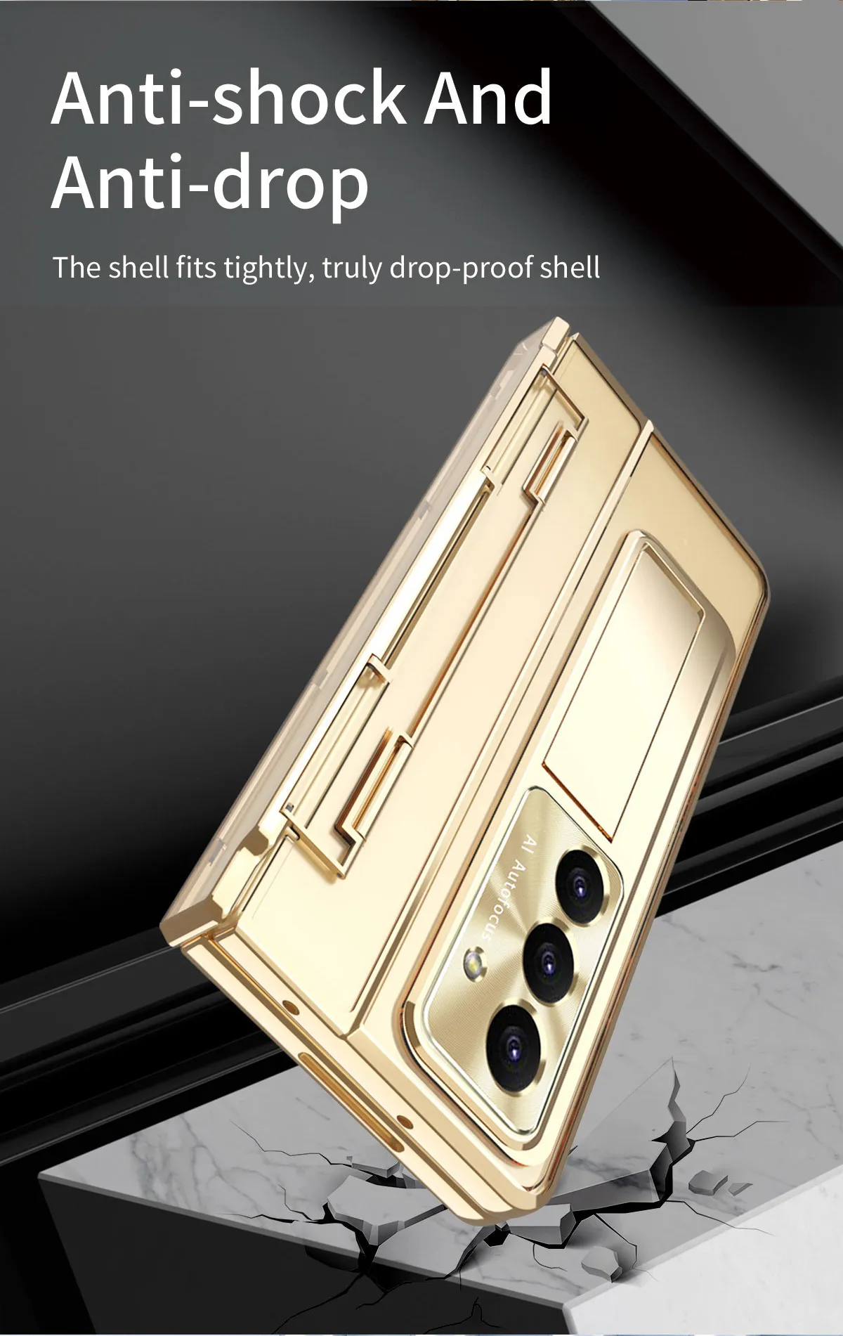 Compatible with Samsung Zfold 8 Ultra phone case, FOLD8 flat hinge folding pen slot electroplated transparent protective case