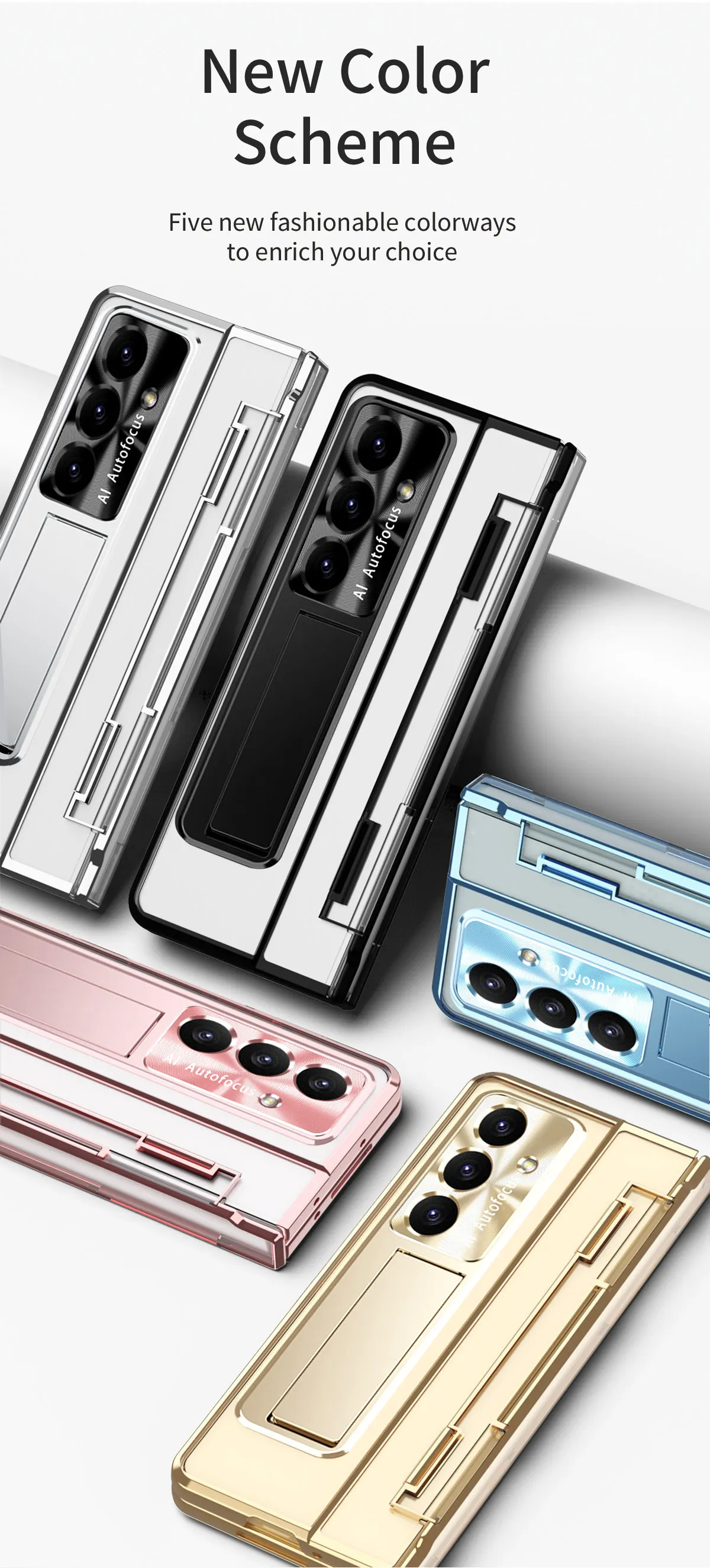 Compatible with Samsung Zfold 8 Ultra phone case, FOLD8 flat hinge folding pen slot electroplated transparent protective case