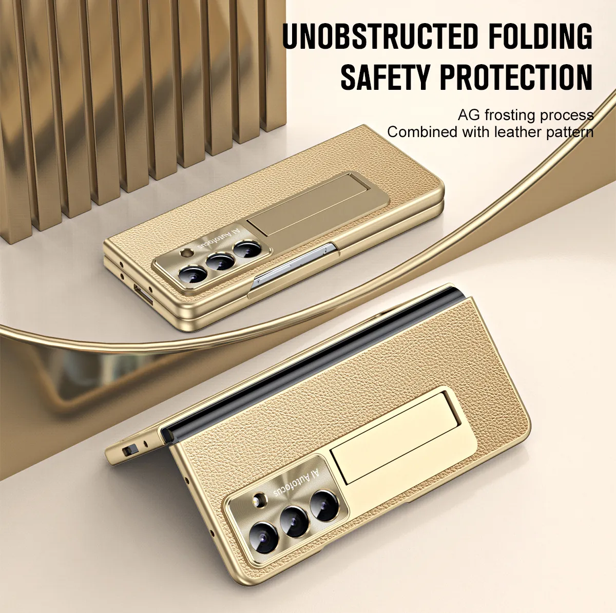 Compatible with Samsung Zfold7 phone case, FOLD6 foldable screen protective case, vegan leather solid color case, integrated anti-drop case