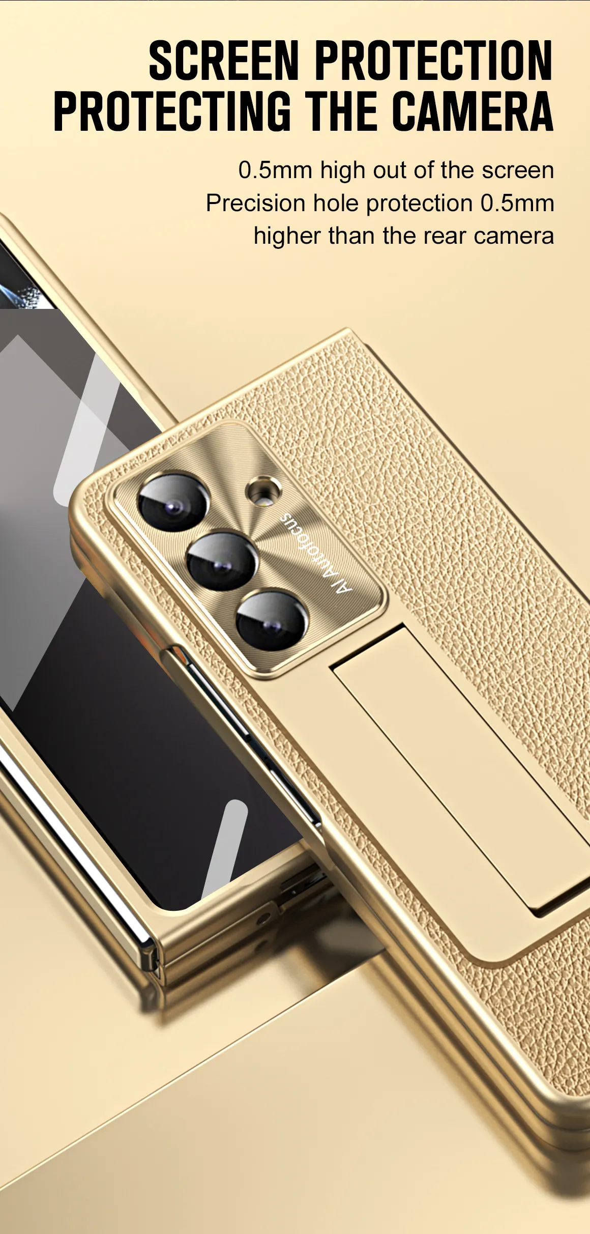 Compatible with Samsung Zfold7 phone case, FOLD6 foldable screen protective case, vegan leather solid color case, integrated anti-drop case