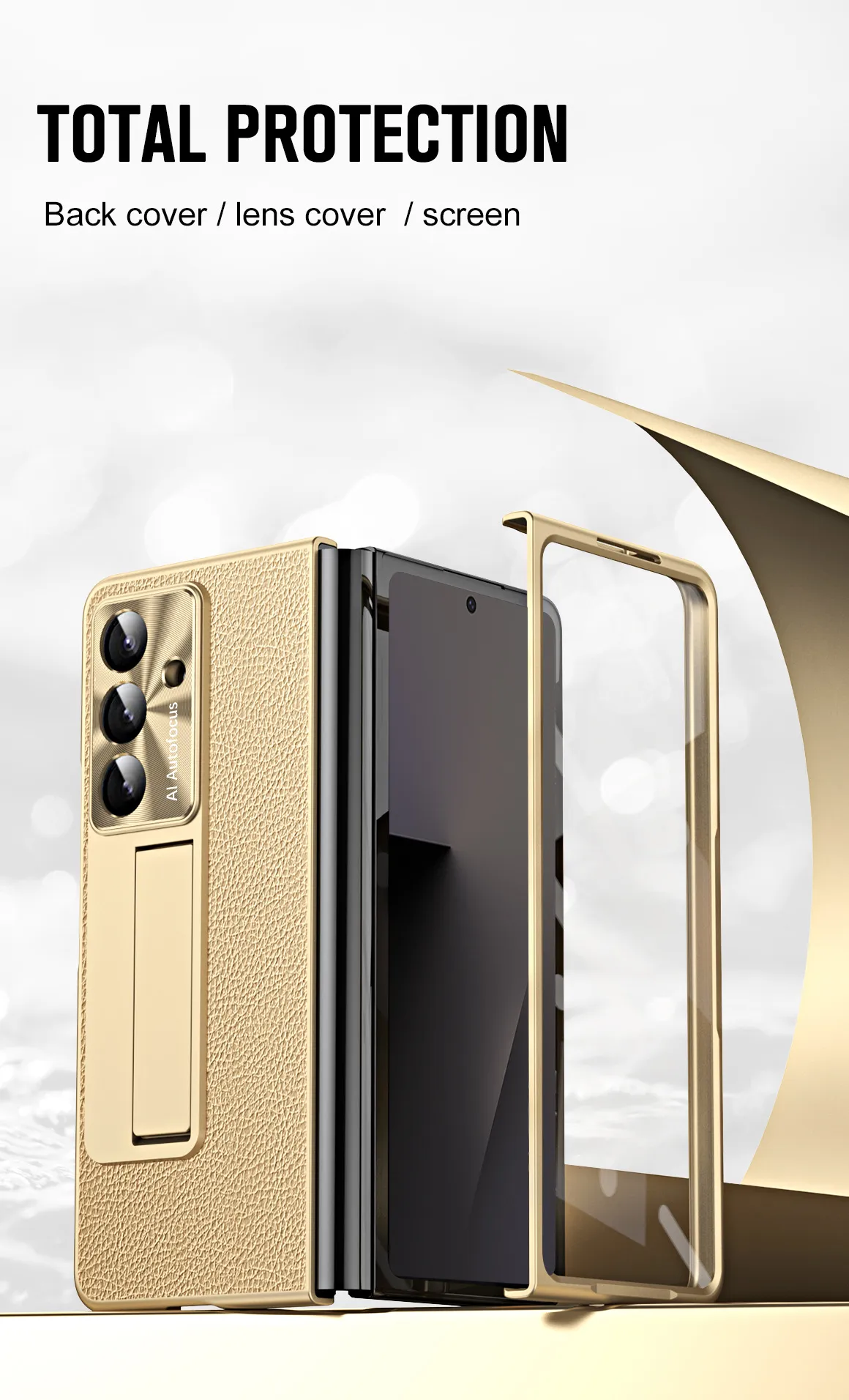Compatible with Samsung Zfold7 phone case, FOLD6 foldable screen protective case, vegan leather solid color case, integrated anti-drop case