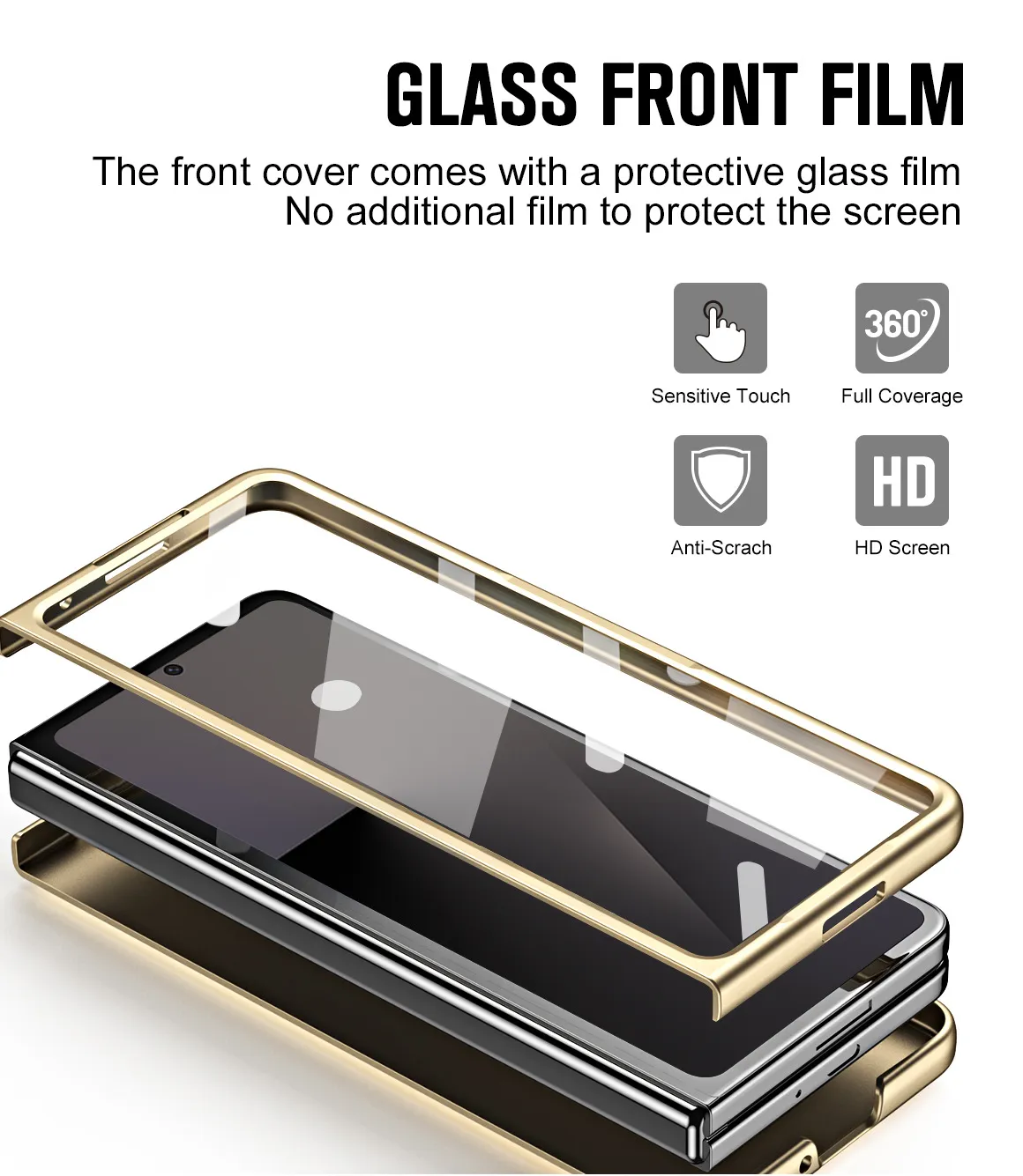 Compatible with Samsung Zfold7 phone case, FOLD6 foldable screen protective case, vegan leather solid color case, integrated anti-drop case