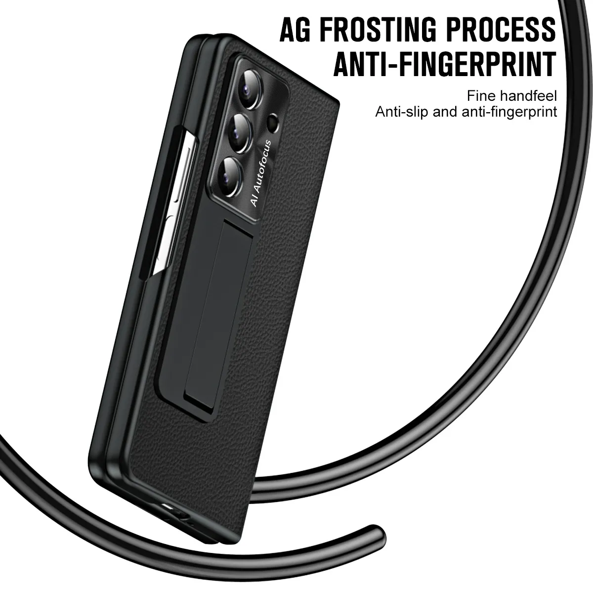 Compatible with Samsung Zfold7 phone case, FOLD6 foldable screen protective case, vegan leather pen groove case, integrated screen protector, shockproof case