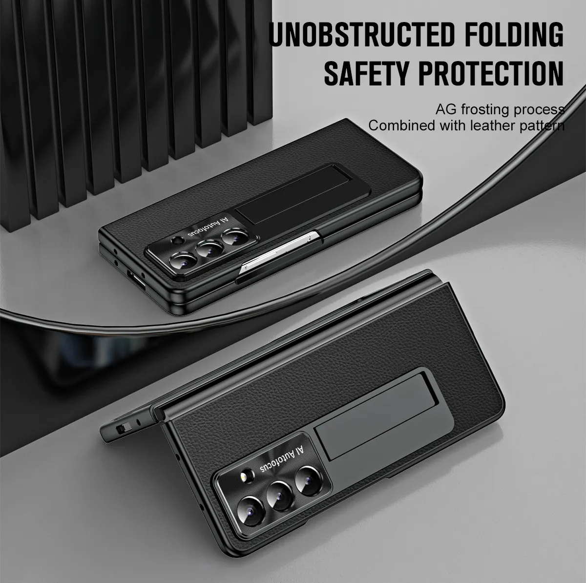 Compatible with Samsung Zfold7 phone case, FOLD6 foldable screen protective case, vegan leather pen groove case, integrated screen protector, shockproof case