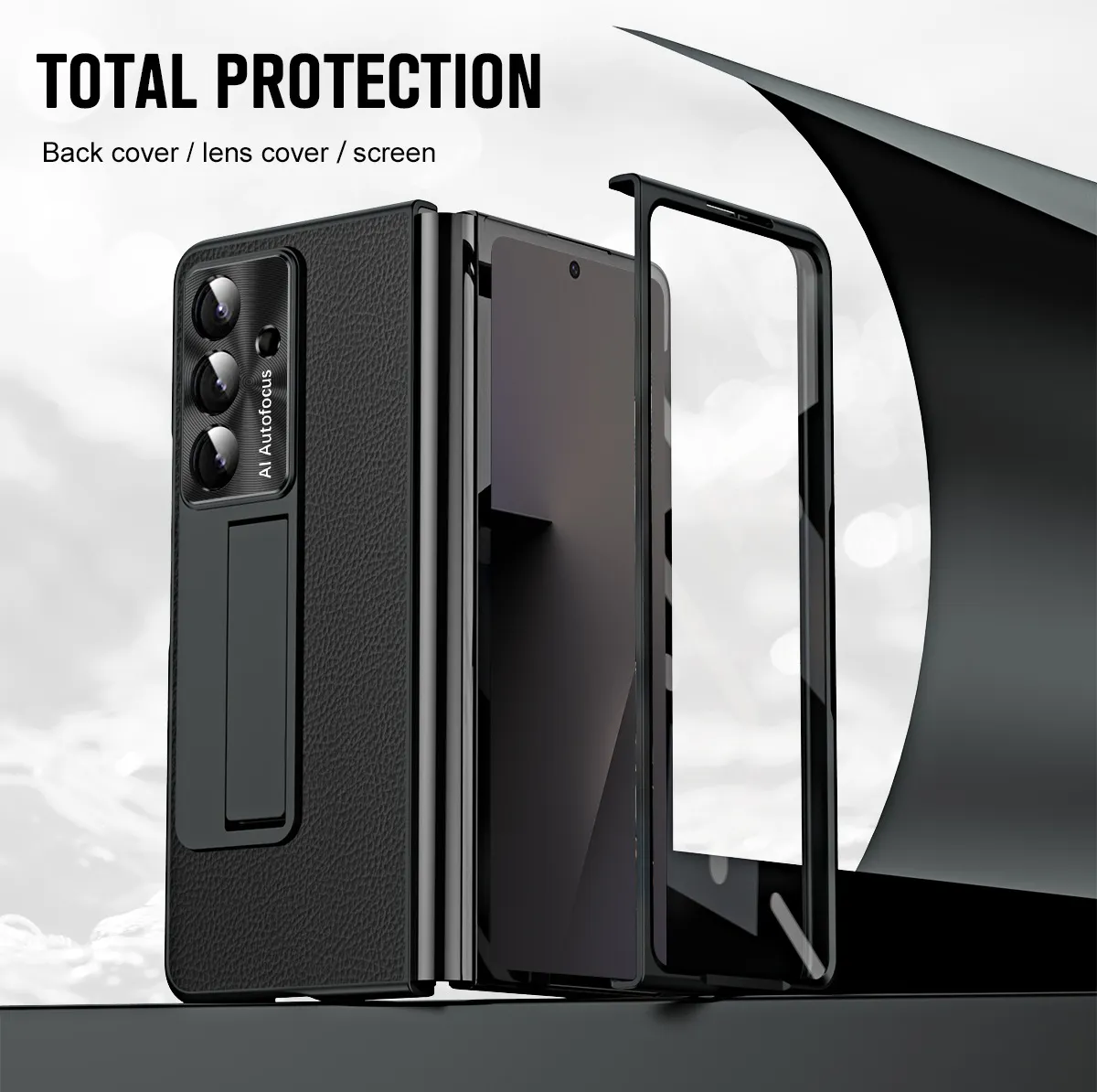 Compatible with Samsung Zfold7 phone case, FOLD6 foldable screen protective case, vegan leather pen groove case, integrated screen protector, shockproof case