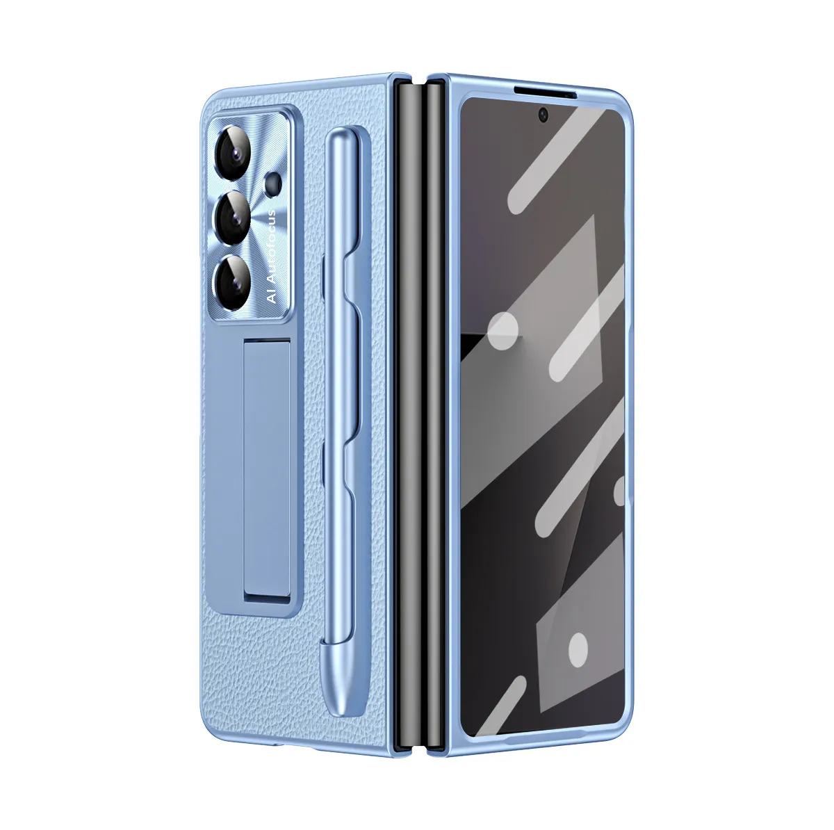 Compatible with Samsung Zfold7 phone case, FOLD6 foldable screen protective case, vegan leather pen groove case, integrated screen protector, shockproof case