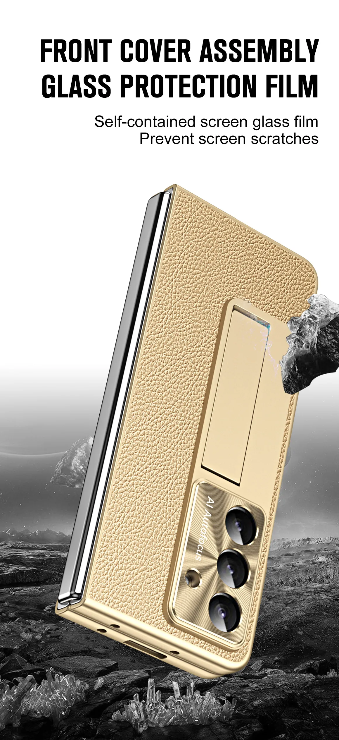 Compatible with Samsung Zfold7 phone case, FOLD6 foldable screen protective case, vegan leather pen groove case, integrated screen protector, shockproof case