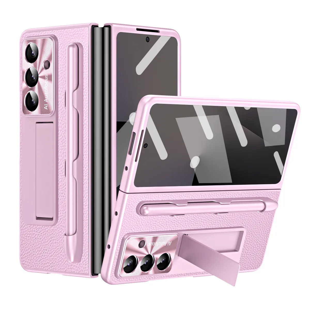 Compatible with Samsung Zfold7 phone case, FOLD6 foldable screen protective case, vegan leather pen groove case, integrated screen protector, shockproof case