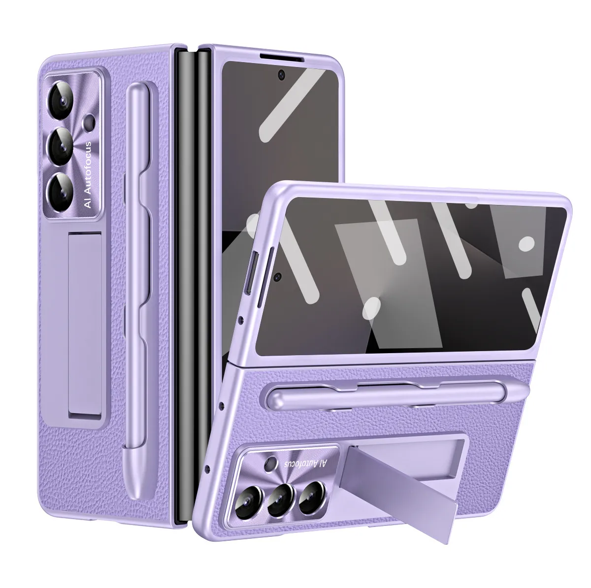 Compatible with Samsung Zfold7 phone case, FOLD6 foldable screen protective case, vegan leather pen groove case, integrated screen protector, shockproof case