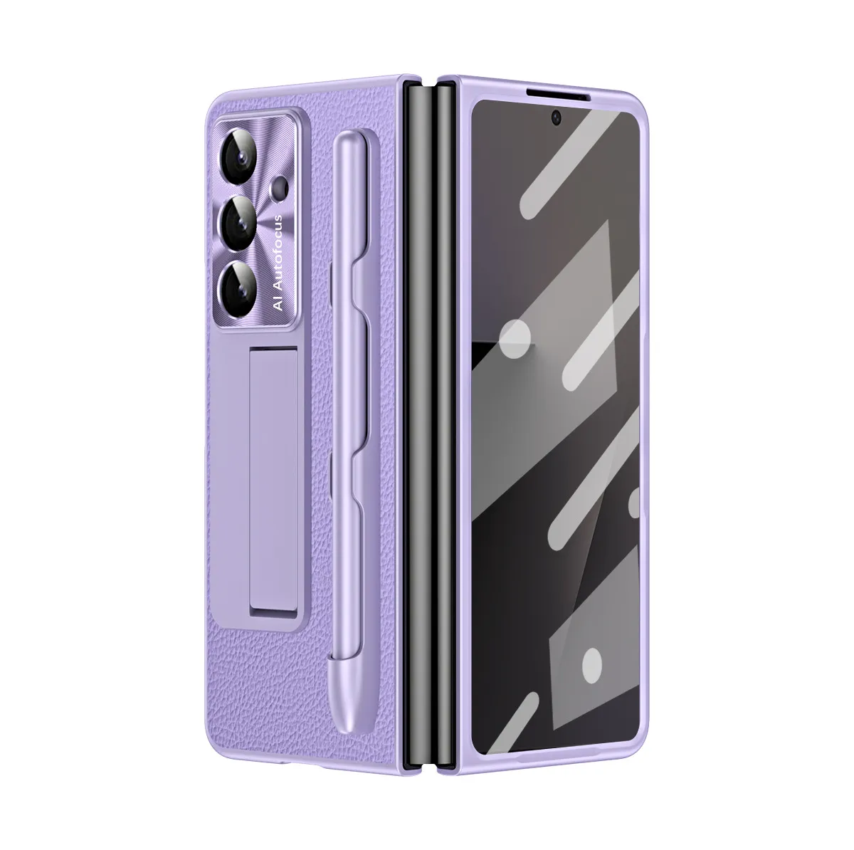 Compatible with Samsung Zfold7 phone case, FOLD6 foldable screen protective case, vegan leather pen groove case, integrated screen protector, shockproof case