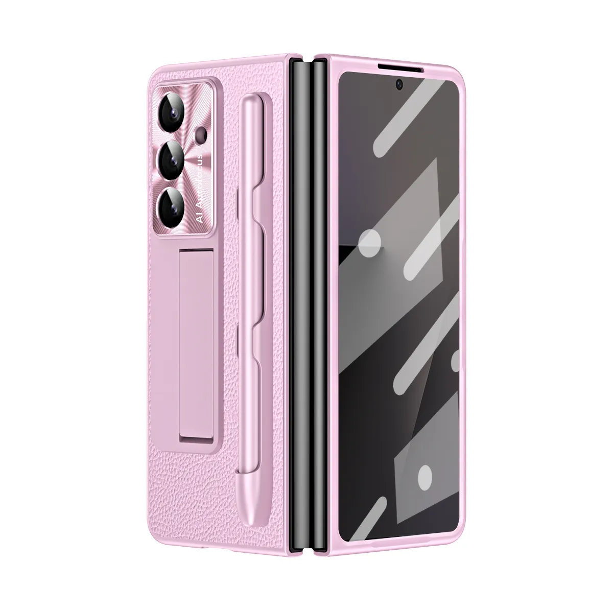 Compatible with Samsung Zfold7 phone case, FOLD6 foldable screen protective case, vegan leather pen groove case, integrated screen protector, shockproof case