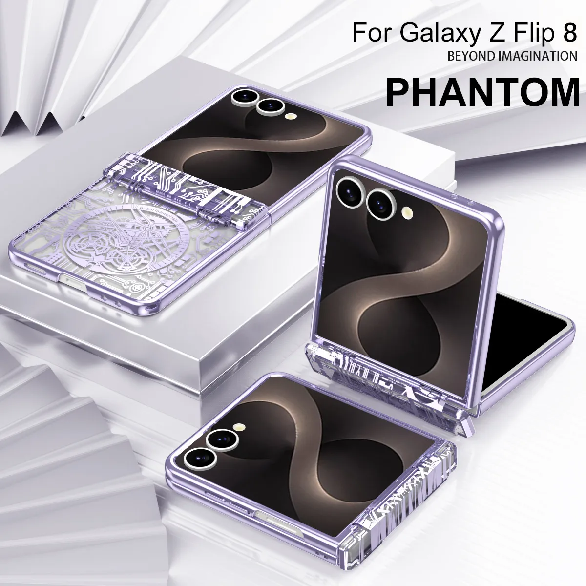 Compatible with Samsung Flip 8 phone case, FLIP 7 foldable screen, luxury electroplated transparent hinge, full-coverage drop-proof protective case.