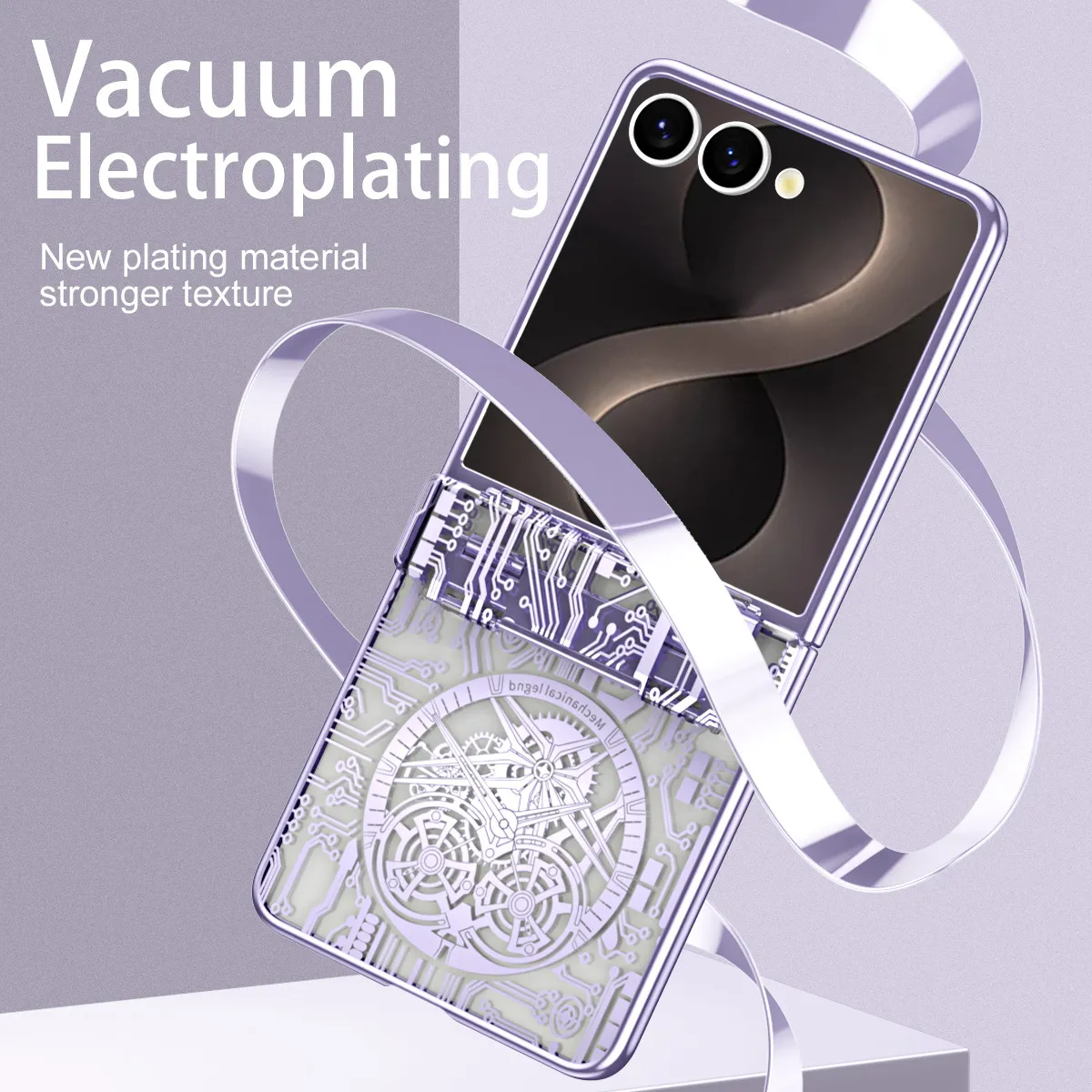 Compatible with Samsung Flip 8 phone case, FLIP 7 foldable screen, luxury electroplated transparent hinge, full-coverage drop-proof protective case.