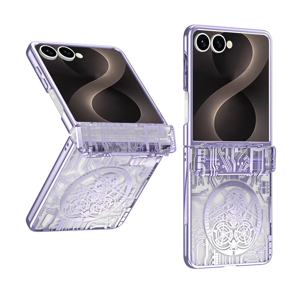Compatible with Samsung Flip 8 phone case, FLIP 7 foldable screen, luxury electroplated transparent hinge, full-coverage drop-proof protective case.