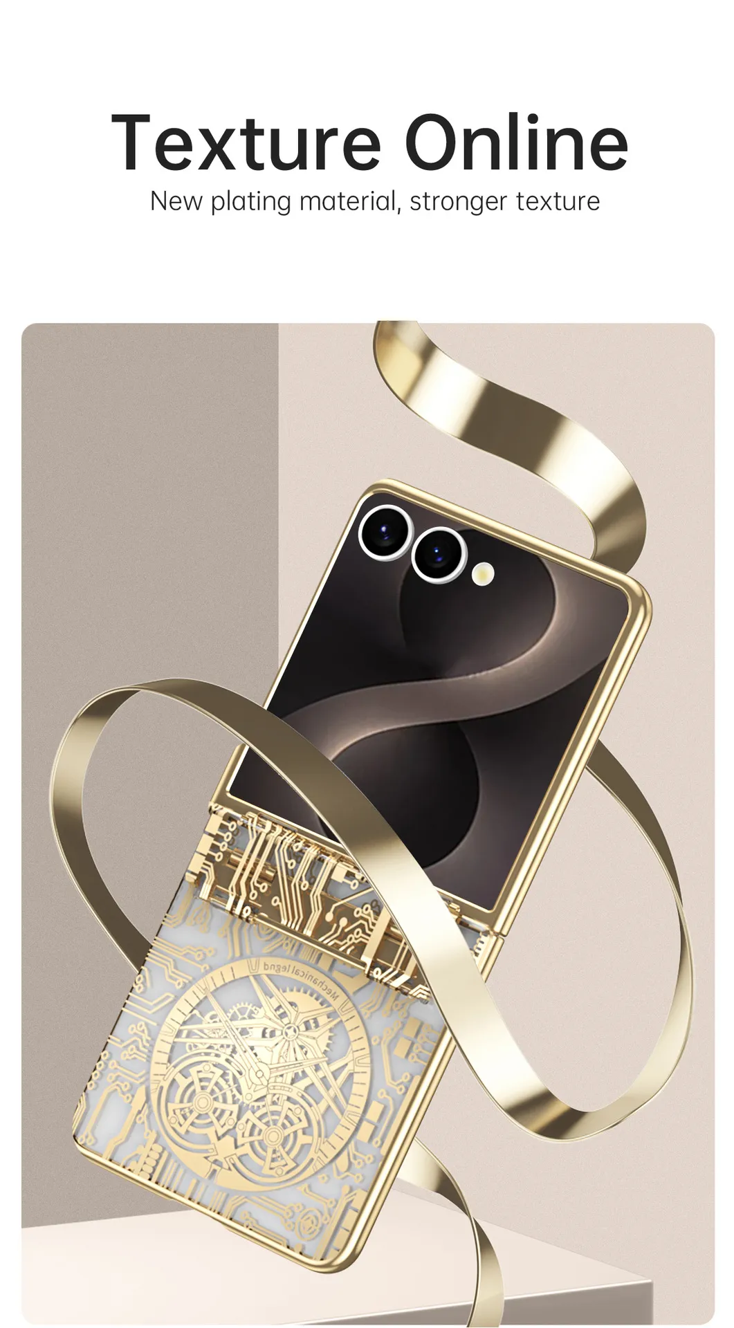 Compatible with Samsung Flip 8 phone case, FLIP 7 foldable screen, luxury electroplated transparent hinge, full-coverage drop-proof protective case.