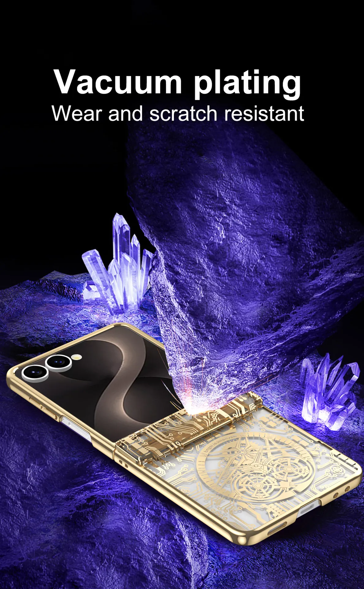 Compatible with Samsung Flip 8 phone case, FLIP 7 foldable screen, luxury electroplated transparent hinge, full-coverage drop-proof protective case.