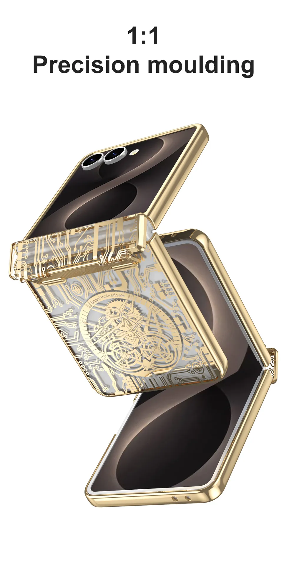 Compatible with Samsung Flip 8 phone case, FLIP 7 foldable screen, luxury electroplated transparent hinge, full-coverage drop-proof protective case.