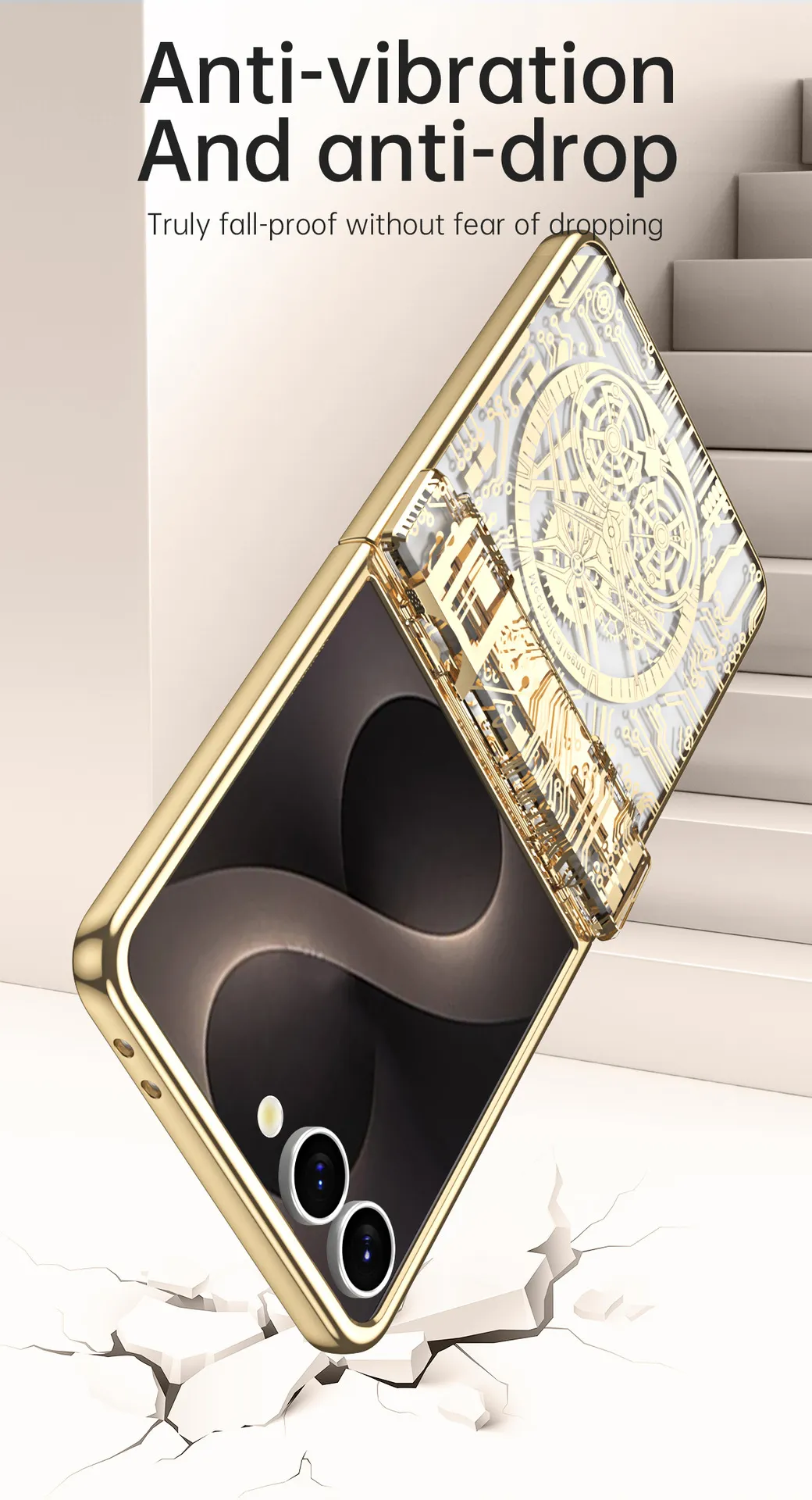 Compatible with Samsung Flip 8 phone case, FLIP 7 foldable screen, luxury electroplated transparent hinge, full-coverage drop-proof protective case.