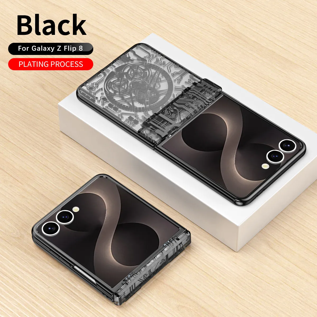 Compatible with Samsung Flip 8 phone case, FLIP 7 foldable screen, luxury electroplated transparent hinge, full-coverage drop-proof protective case.
