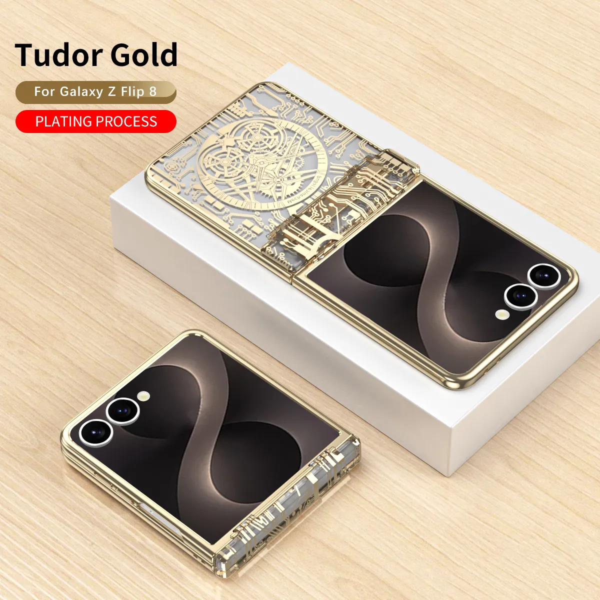 Compatible with Samsung Flip 8 phone case, FLIP 7 foldable screen, luxury electroplated transparent hinge, full-coverage drop-proof protective case.