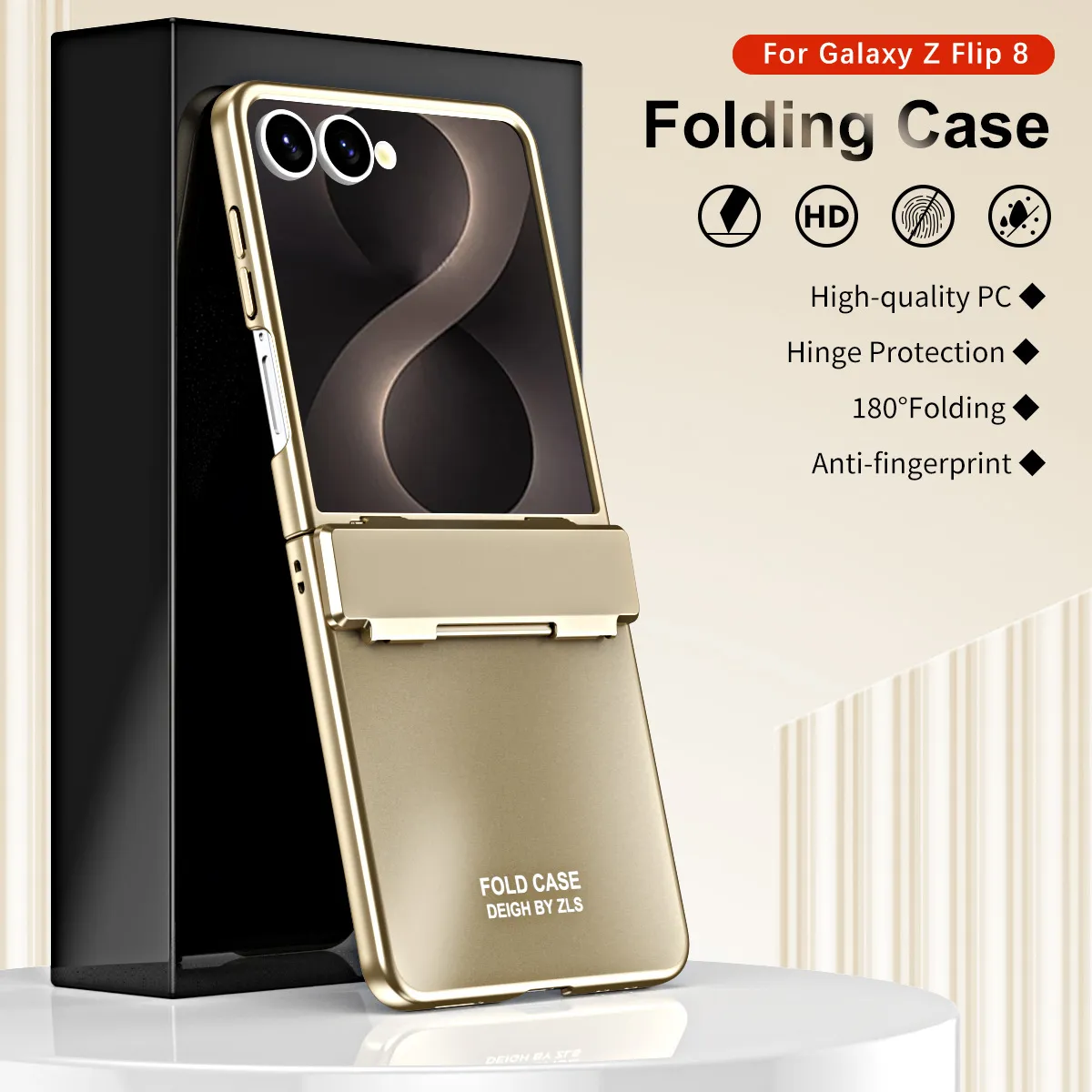 Compatible with Samsung Flip 8 phone case, FLIP 7 foldable screen, light luxury solid color electroplated hinge full-coverage drop-proof protective case