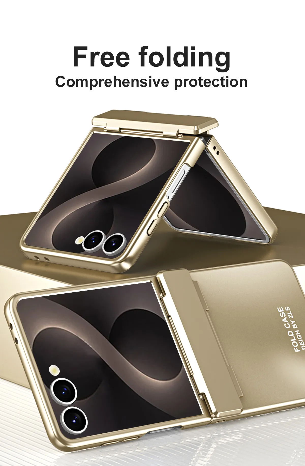 Compatible with Samsung Flip 8 phone case, FLIP 7 foldable screen, light luxury solid color electroplated hinge full-coverage drop-proof protective case