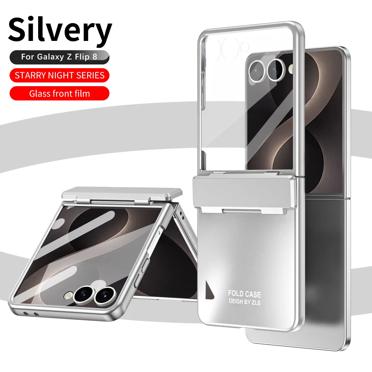Compatible with Samsung Flip 8 phone case, FLIP 7 foldable screen, light luxury solid color electroplated hinge full-coverage drop-proof protective case