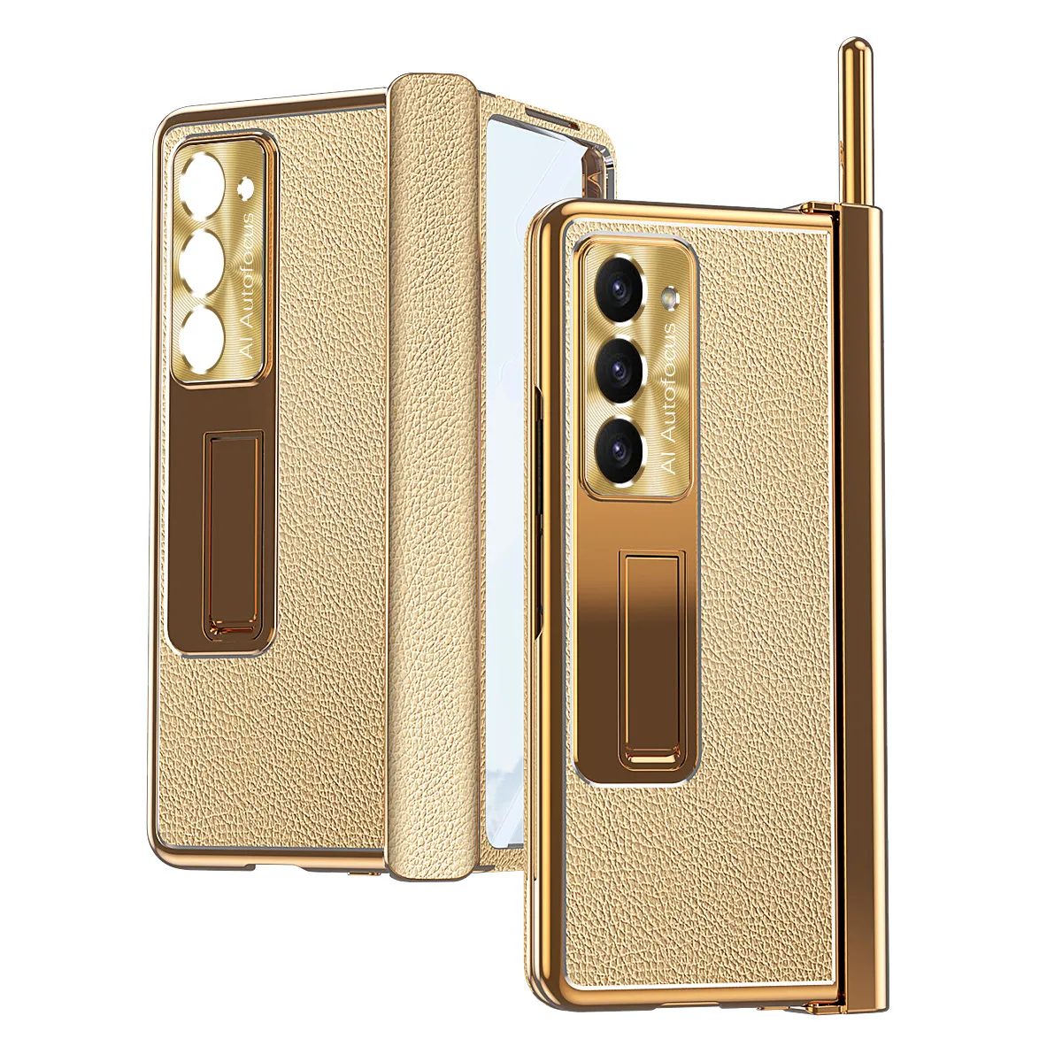 Compatible with Samsung Zfold 5 phone case, magnetic hinge, vegan leather, FOLD4 folding shockproof protective case, pen slot business