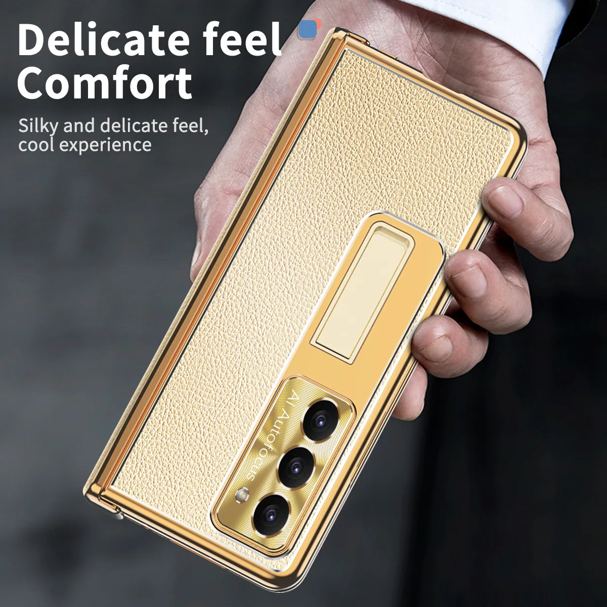 Compatible with Samsung Zfold 5 phone case, magnetic hinge, vegan leather, FOLD4 folding shockproof protective case, pen slot business