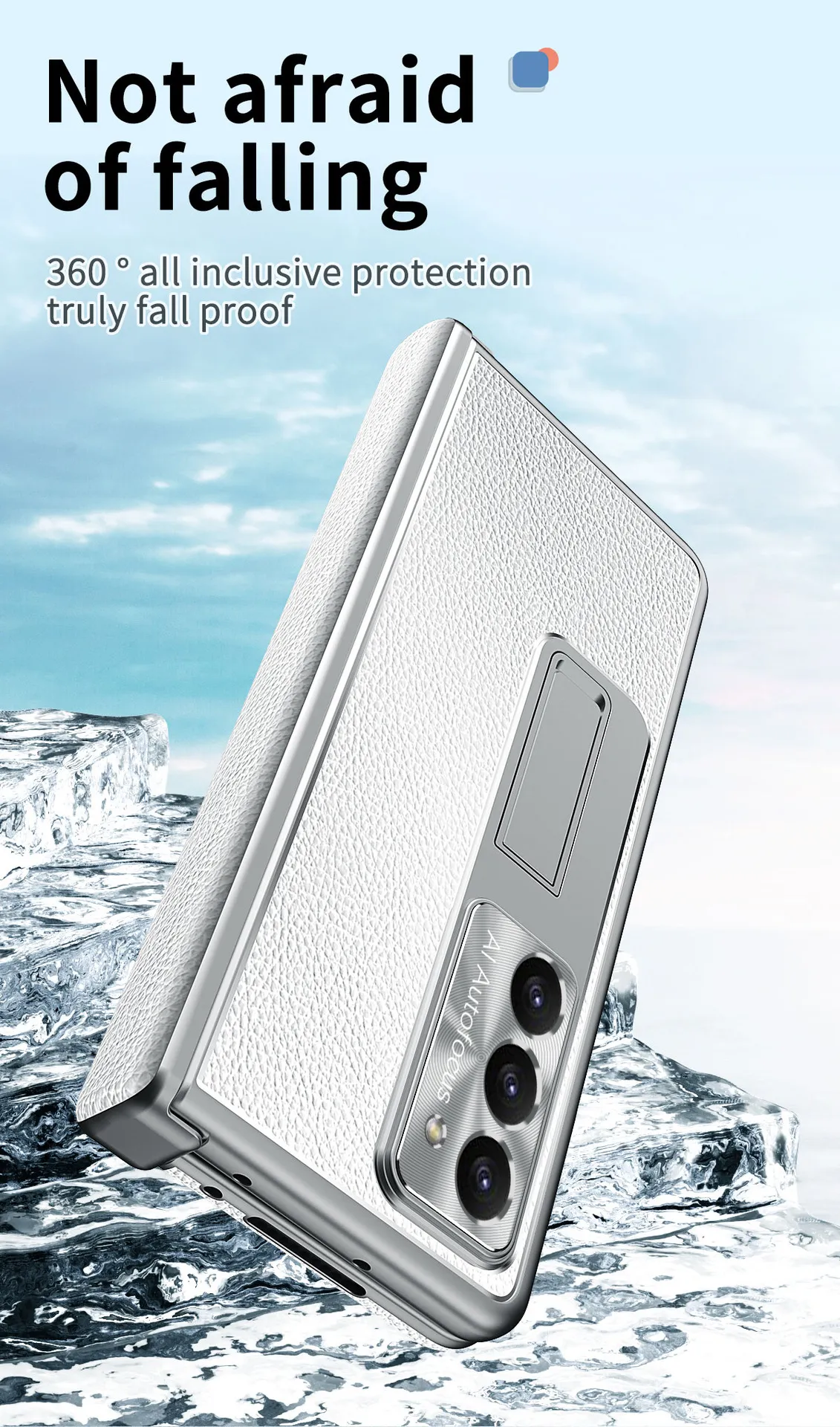 Compatible with Samsung Zfold 5 phone case, magnetic hinge, vegan leather, FOLD4 folding shockproof protective case, pen slot business