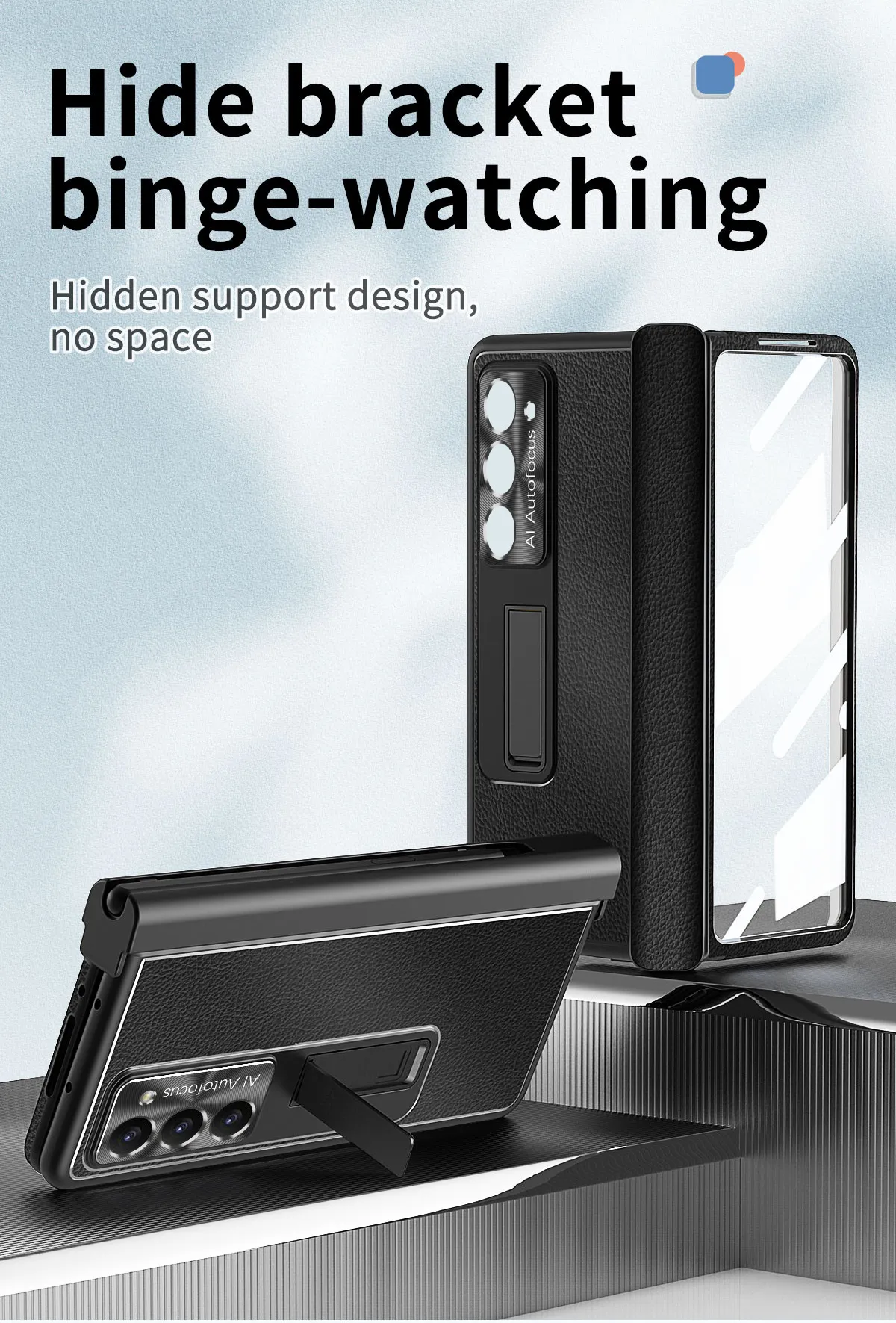 Compatible with Samsung Zfold 5 phone case, magnetic hinge, vegan leather, FOLD4 folding shockproof protective case, pen slot business