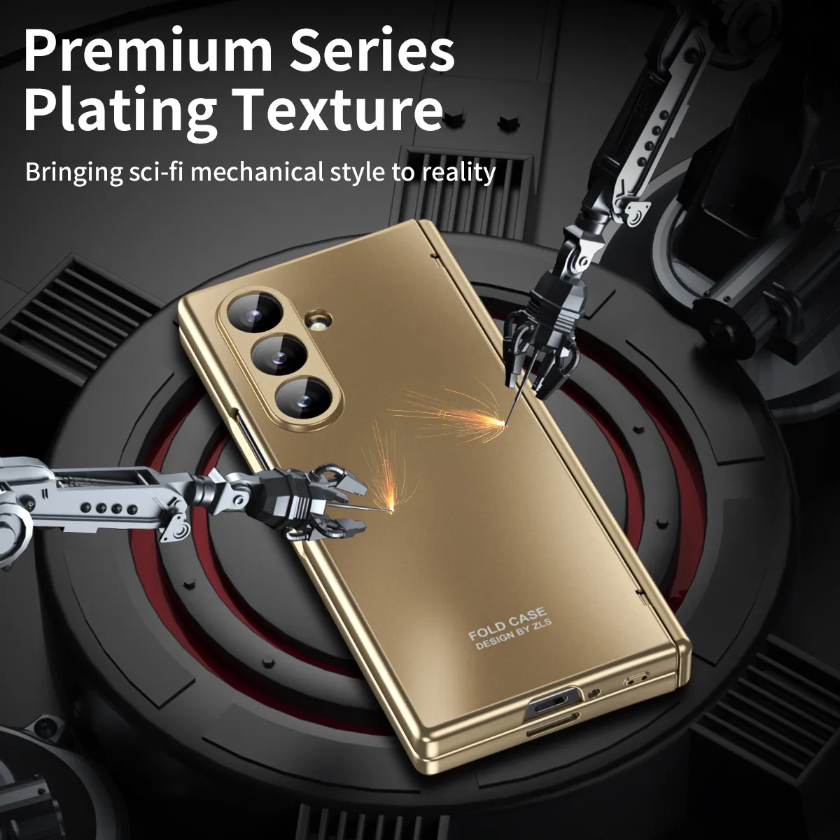 Compatible Samsung Zfold 8 Ultra phone case, solid color electroplated hinge full-coverage shockproof case.