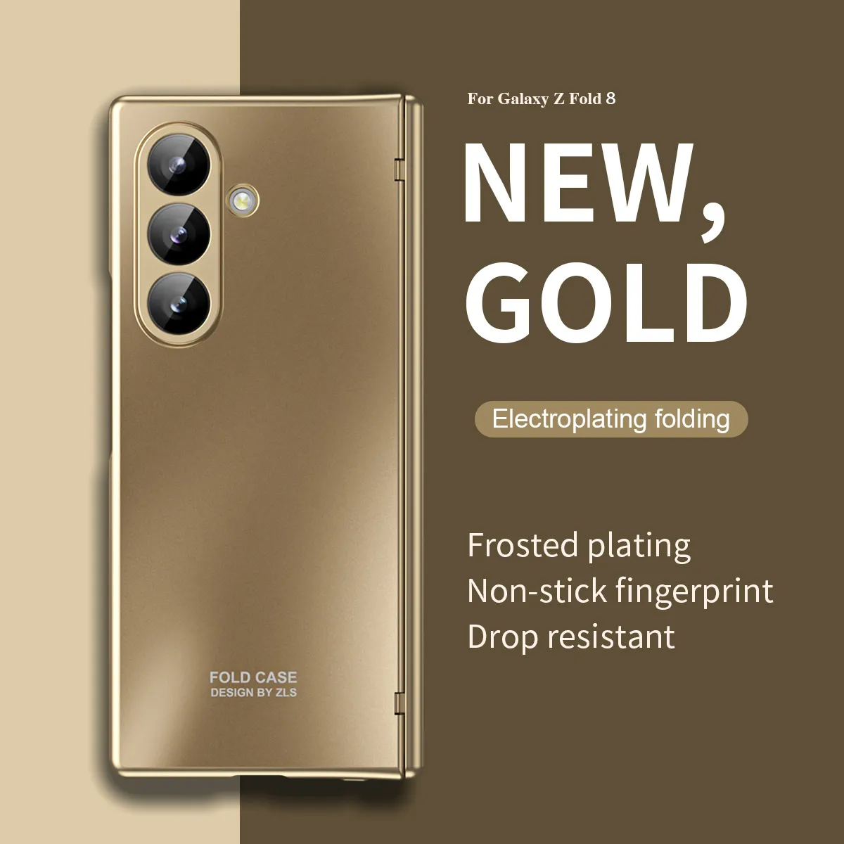Compatible Samsung Zfold 8 Ultra phone case, solid color electroplated hinge full-coverage shockproof case.