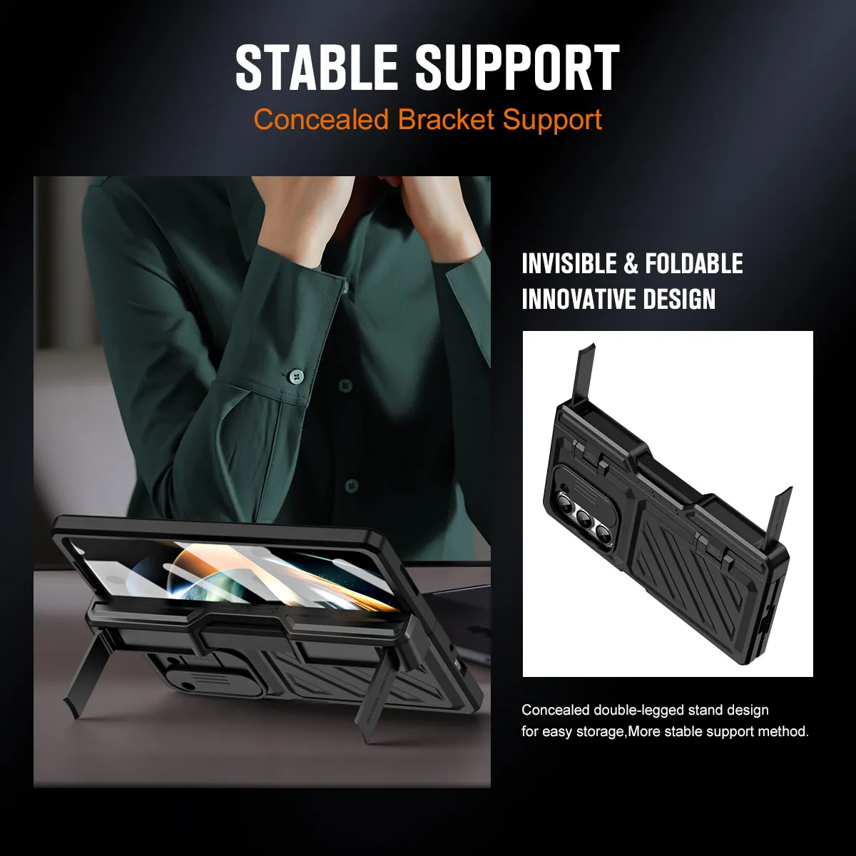 Compatible with Samsung Zfold 6 phone case, Zfold 5 folding protective case, Transformer steel hinge, full coverage shockproof case, 5G.