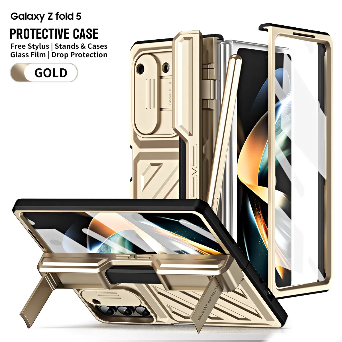 Compatible with Samsung Zfold 6 phone case, Zfold 5 folding protective case, Transformer steel hinge, full coverage shockproof case, 5G.